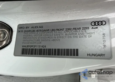 2015 Audi A3 Premium Plus z USA, uszkodzony, nr VIN WAUEFGFF2F1131424